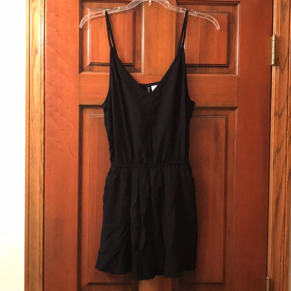 Black spaghetti strap romper